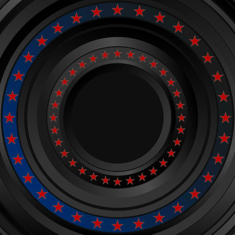 Concept black USA flag with blue stripe and red stars vector