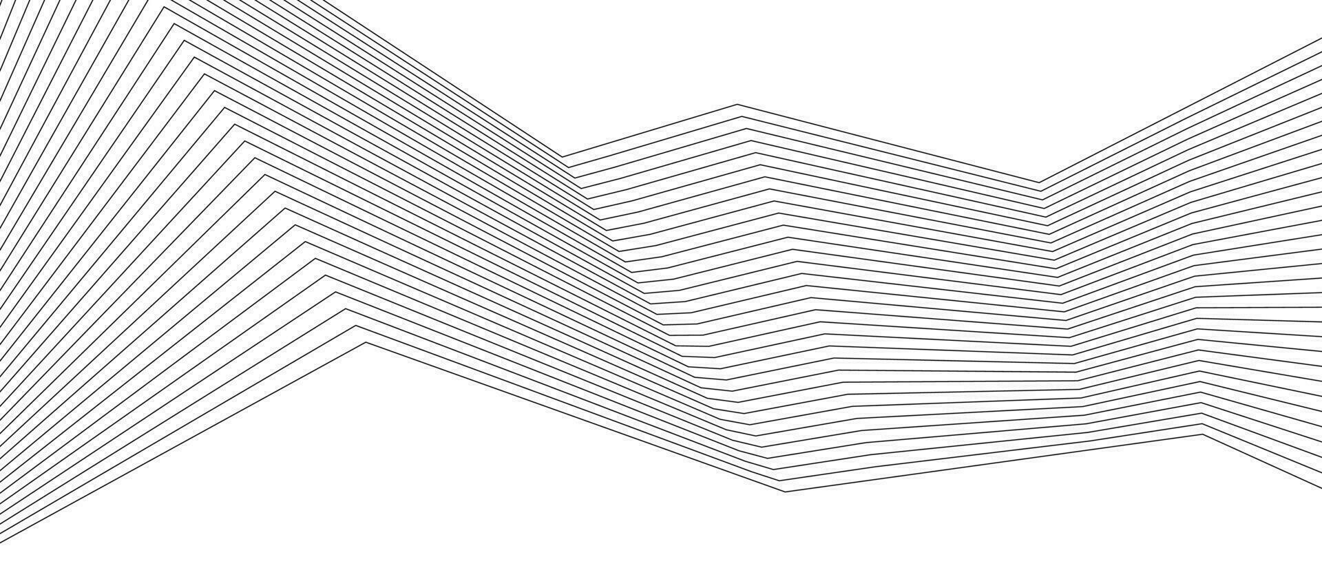 negro curvo refractado geométrico líneas tecnología antecedentes vector