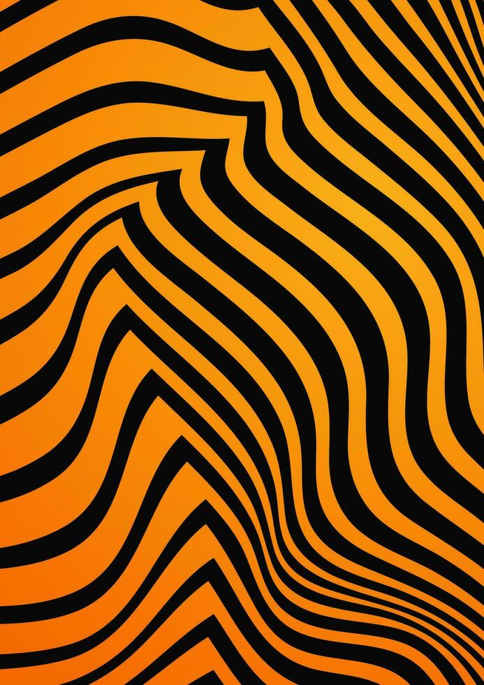 Orange Halloween curved wavy stripes abstract background vector