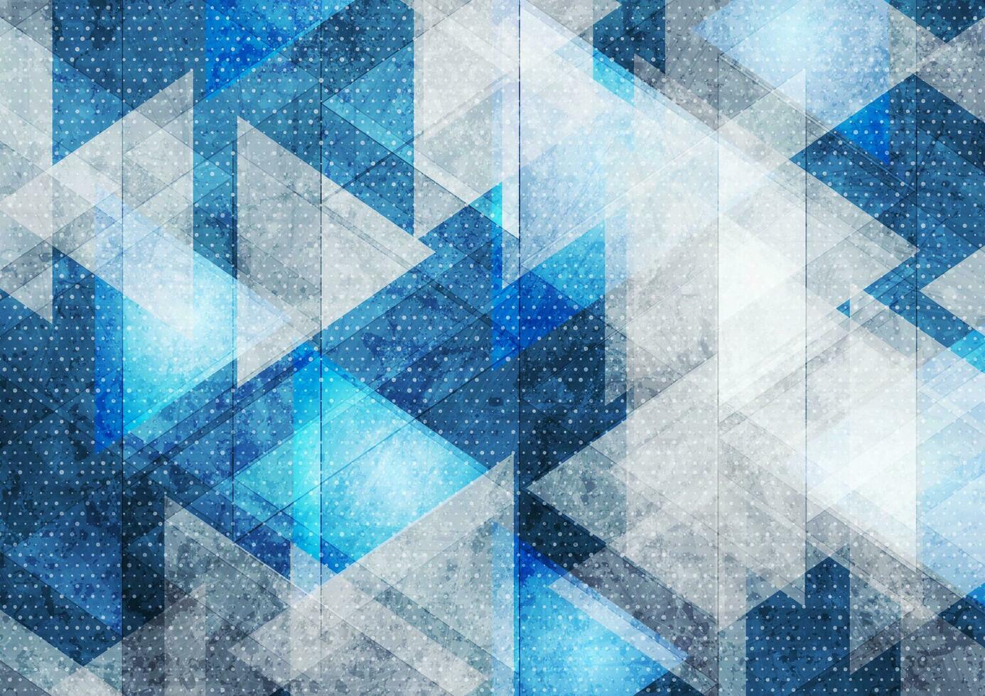 Blue and grey technology triangular grunge background vector