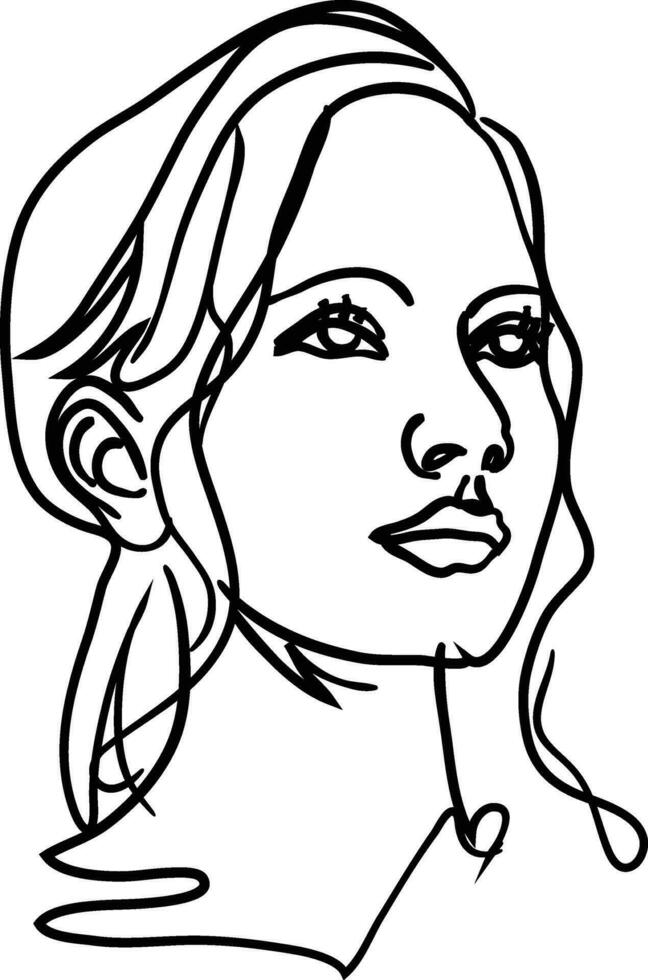Beautiful lady line art vector illustration