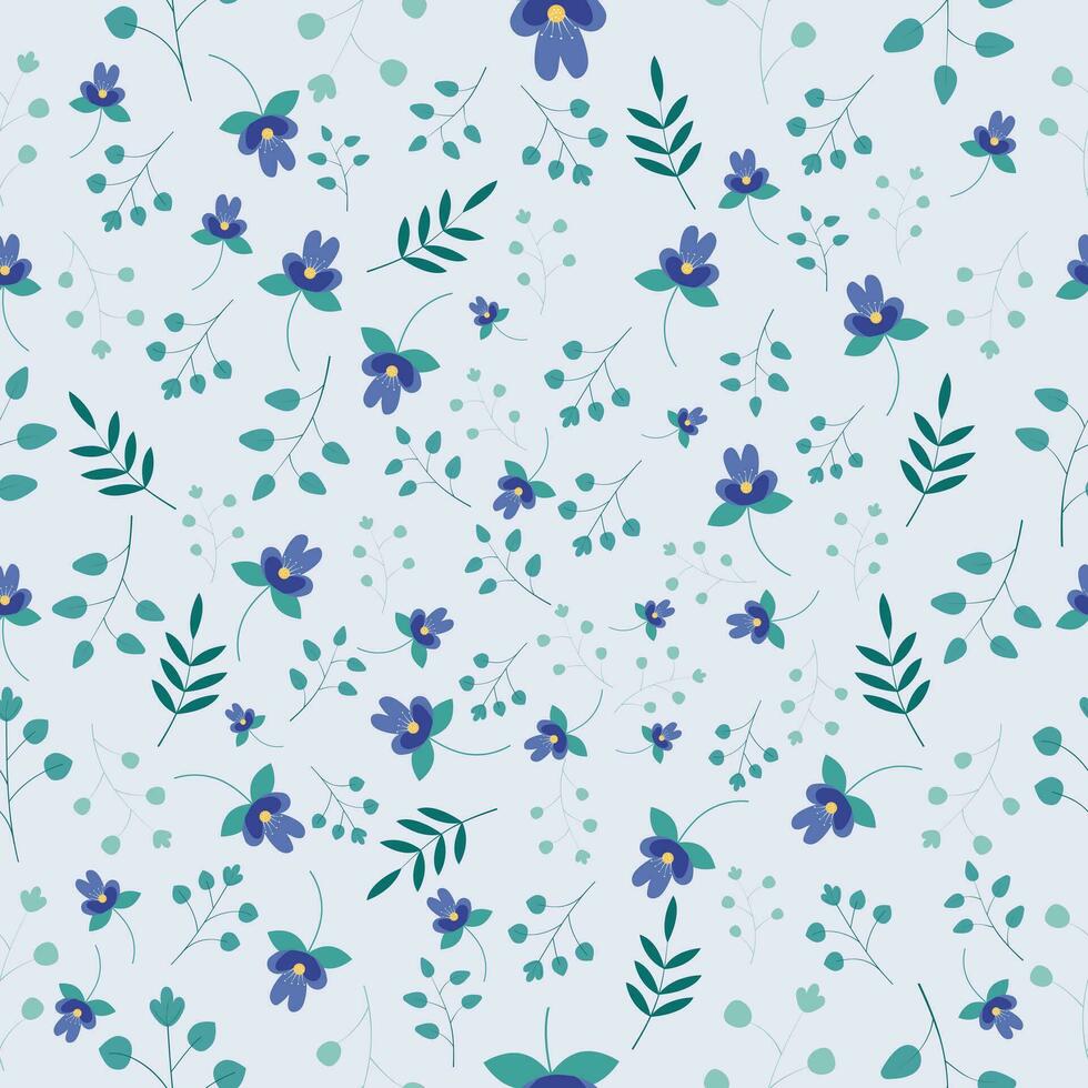 Beautiful seamless vintage floral pattern with flower. Trend print for textiles and wallpapers on isolated white background. vector