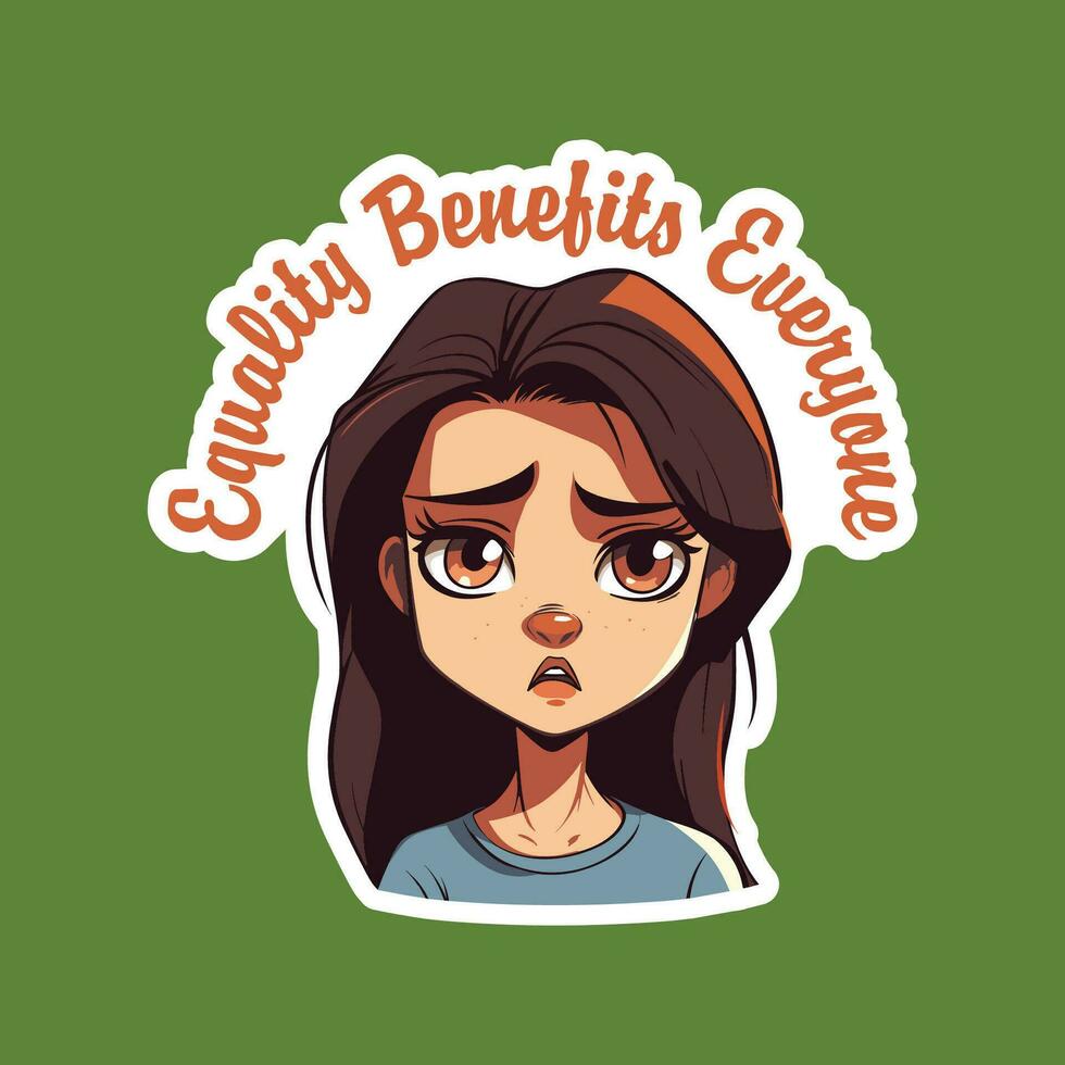 Sticker of a Girl With Equality Benefits Everyone vector