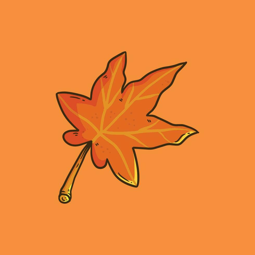 Cartoon Illustration of autumn leaf. Autumn leaf for the design of greeting cards, holiday banners, and posters. Autumn maple leaf cartoon illustration. vector