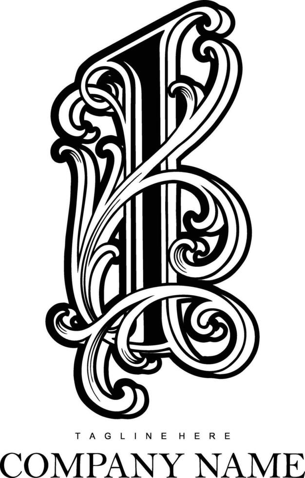 Vintage flourish lettering I monogram logo elegant outline vector illustrations for your work logo, merchandise t-shirt, stickers and label designs, poster, greeting cards advertising business