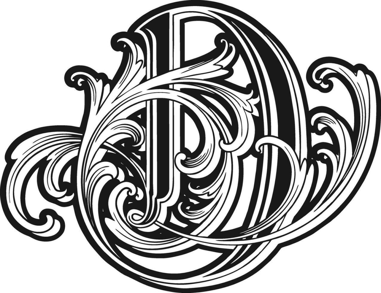 Regal flourish vintage lettering D monogram logo silhouette vector illustrations for your work logo, merchandise t-shirt, stickers and label designs, poster, greeting cards advertising business