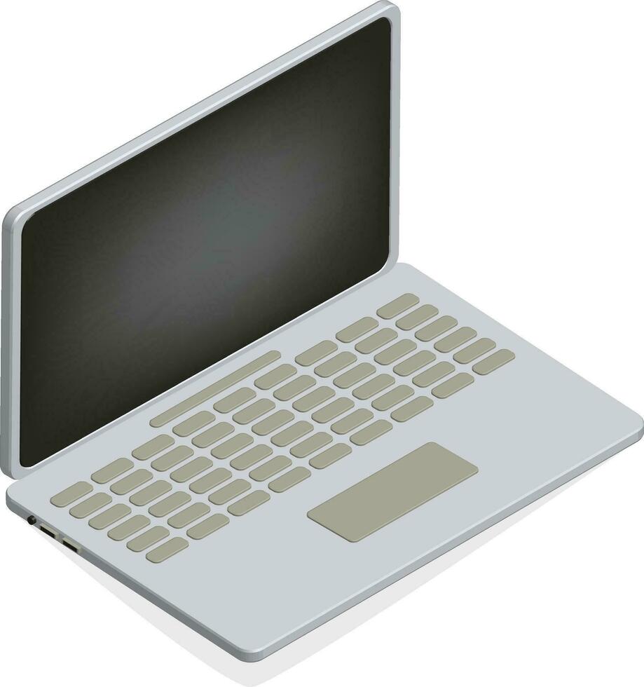 realista computadora vector ilustración. 3d ordenador portátil diseño en blanco color antecedentes