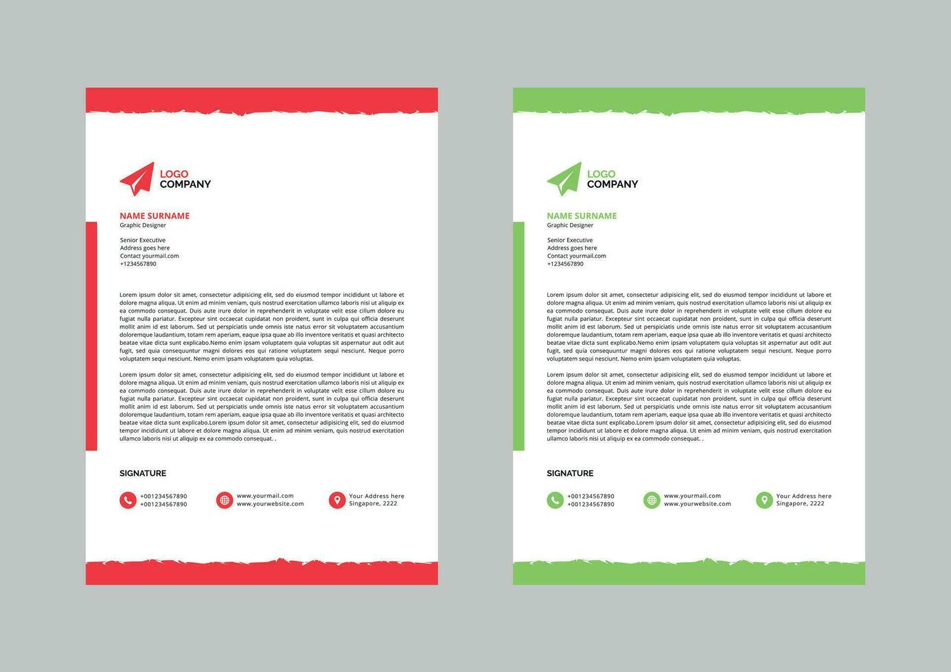 Business letterhead templates A4 size with various colors, Creative modern letterhead templates for your project. vector