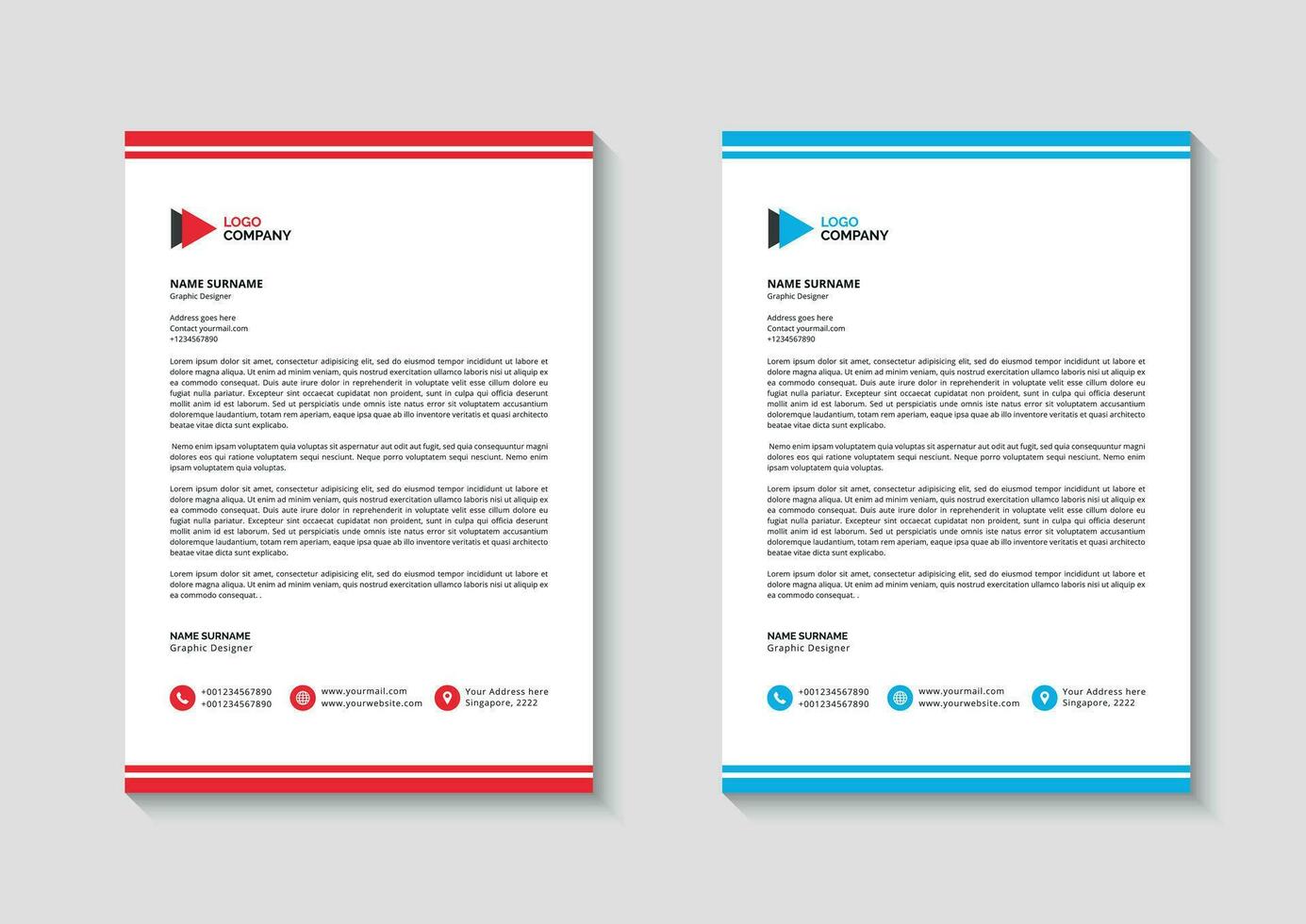 Business letterhead templates with various colors, Creative modern letterhead templates for your project. vector