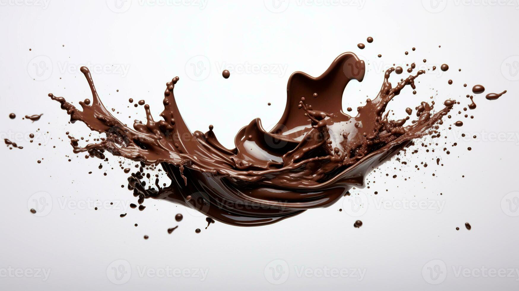 un soltar de oscuro chocolate en un blanco antecedentes. ai generado foto
