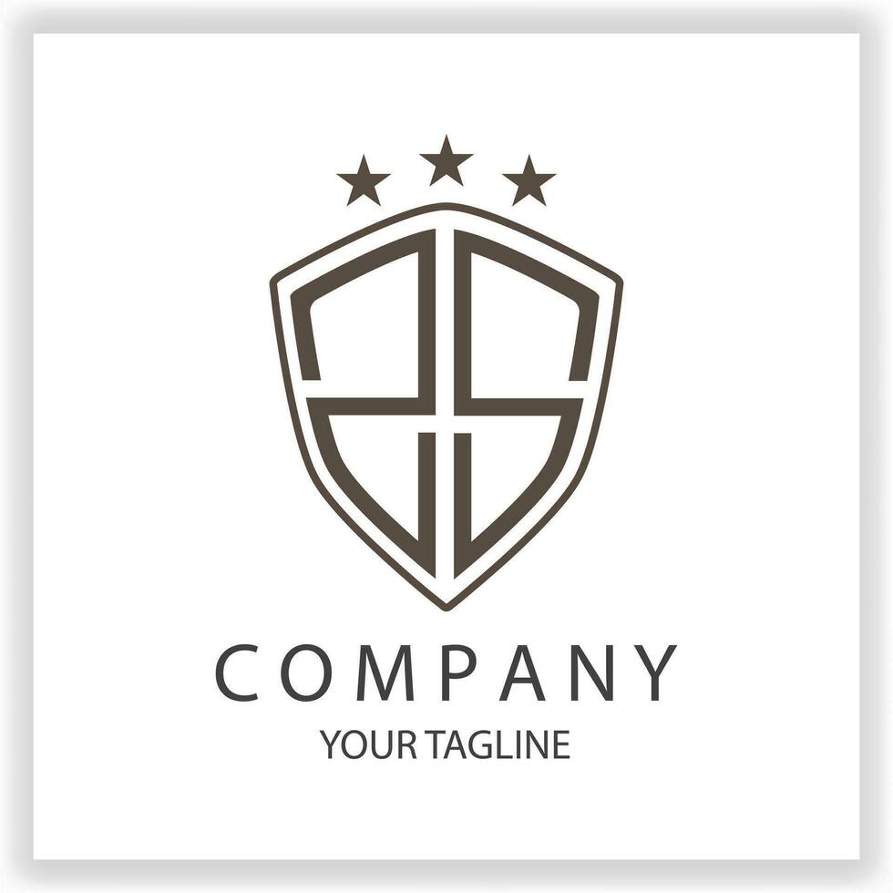 ZS Logo monogram with shield shape isolated black colors on outline design template premium elegant template vector eps 10