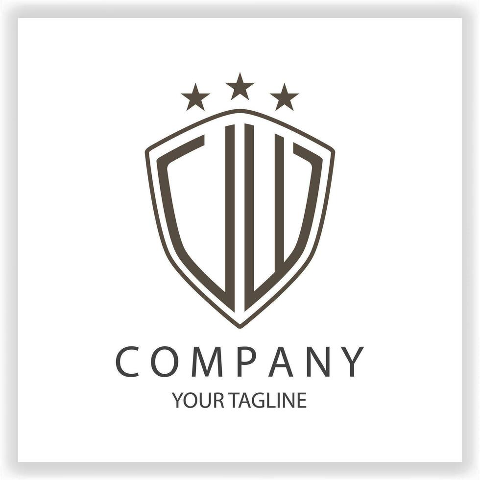 UW VW Logo monogram with shield shape isolated black colors on outline design template premium elegant template vector eps 10