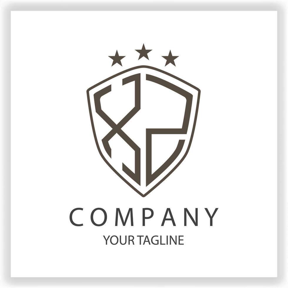 XZ Logo monogram with shield shape isolated black colors on outline design template premium elegant template vector eps 10