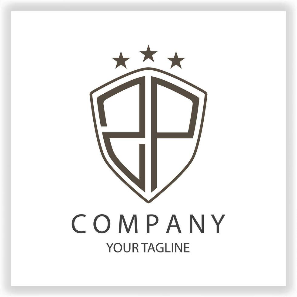 ZP Logo monogram with shield shape isolated black colors on outline design template premium elegant template vector eps 10