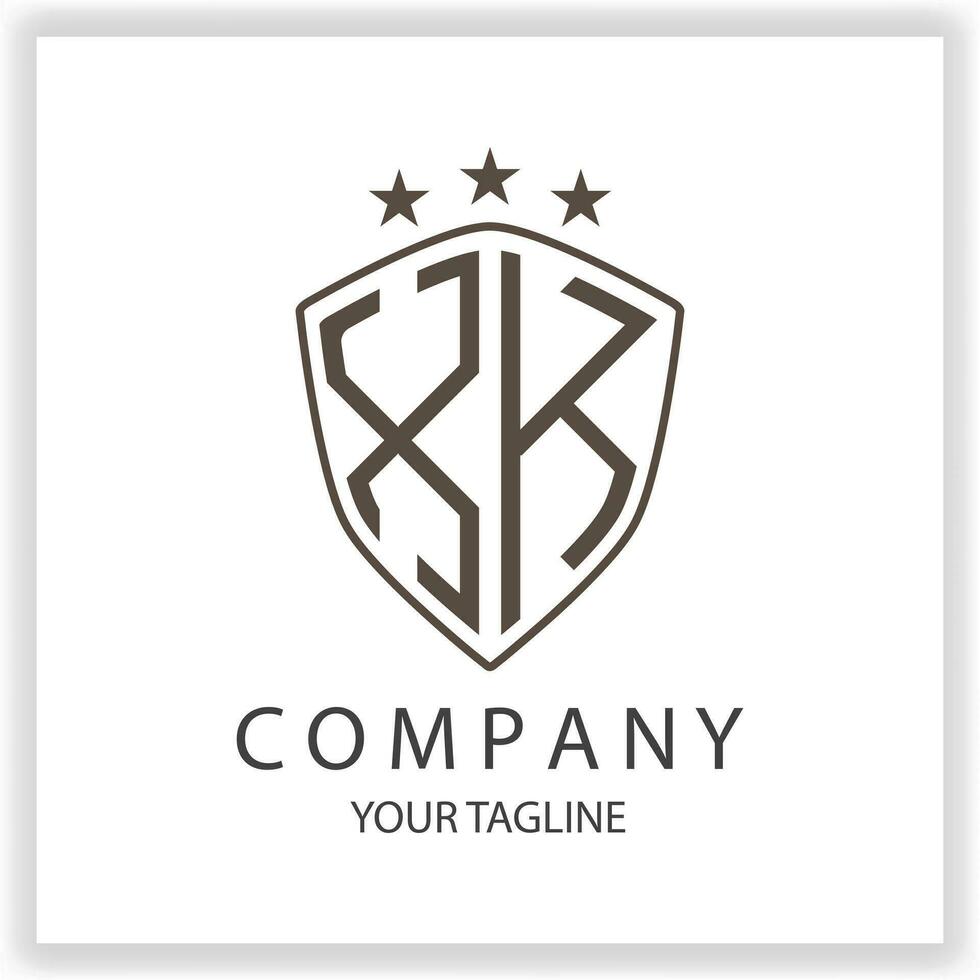 XK Logo monogram with shield shape isolated black colors on outline design template premium elegant template vector eps 10