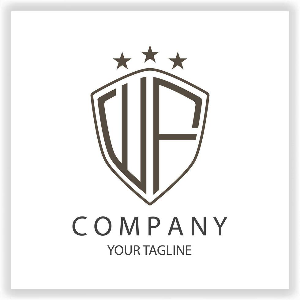 WF Logo monogram with shield shape isolated black colors on outline design template premium elegant template vector eps 10