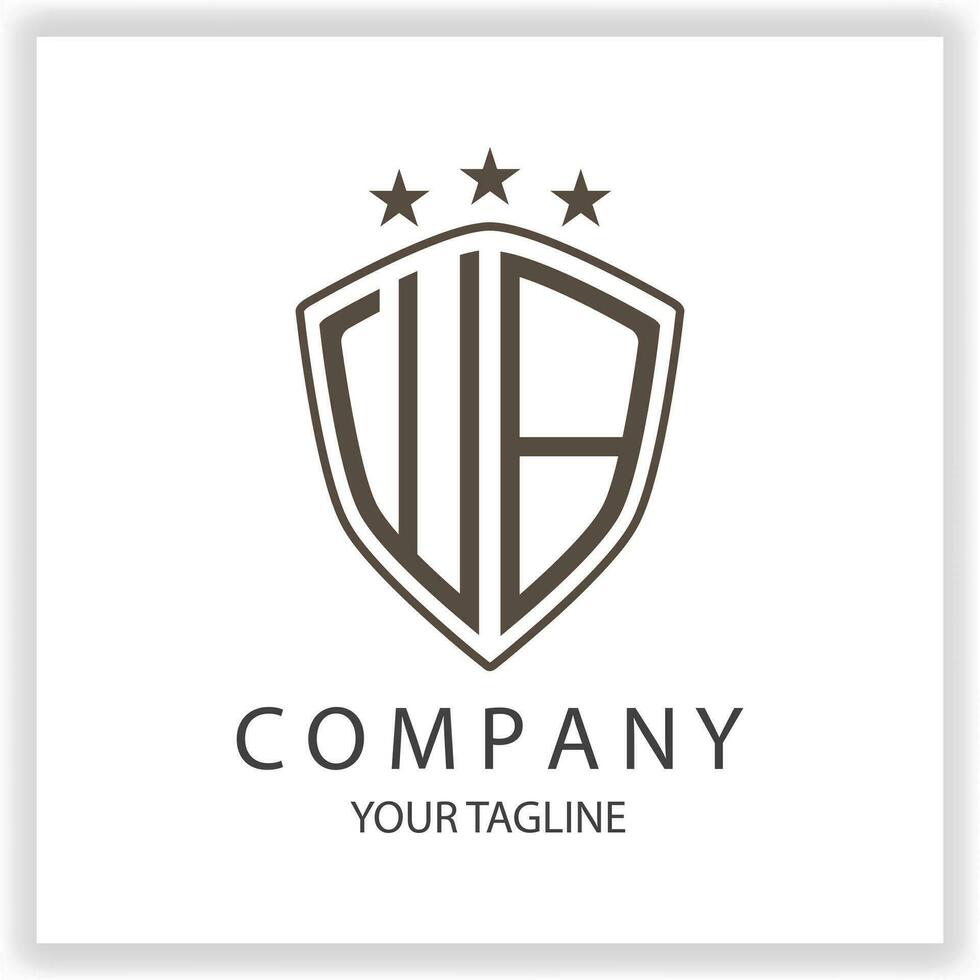 WB Logo monogram with shield shape isolated black colors on outline design template premium elegant template vector eps 10
