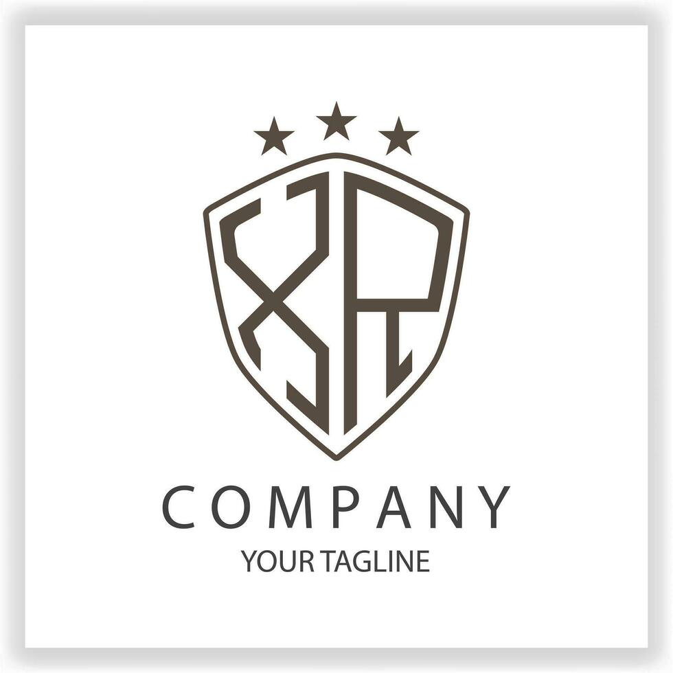 XR Logo monogram with shield shape isolated black colors on outline design template premium elegant template vector eps 10