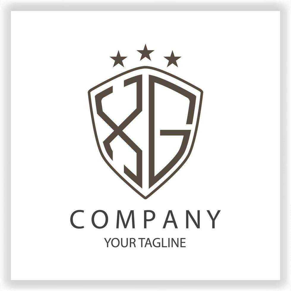 XG Logo monogram with shield shape isolated black colors on outline design template premium elegant template vector eps 10