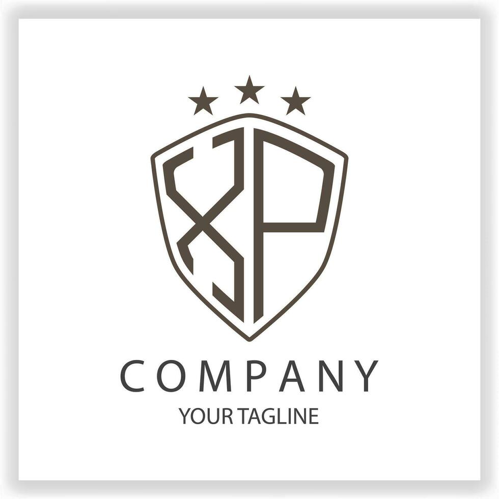 XP Logo monogram with shield shape isolated black colors on outline design template premium elegant template vector eps 10