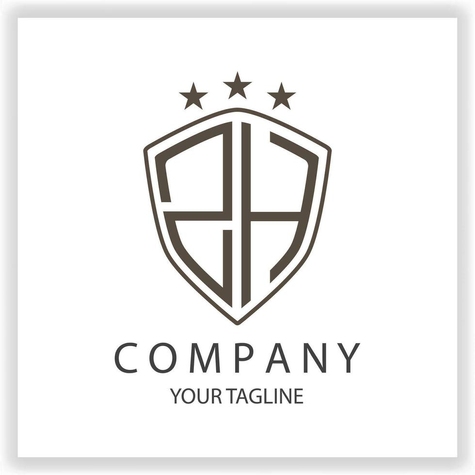 ZH Logo monogram with shield shape isolated black colors on outline design template premium elegant template vector eps 10