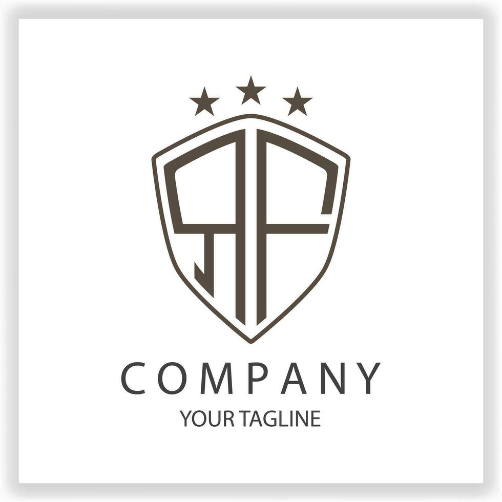 RF Logo monogram with shield shape isolated black colors on outline design template premium elegant template vector eps 10