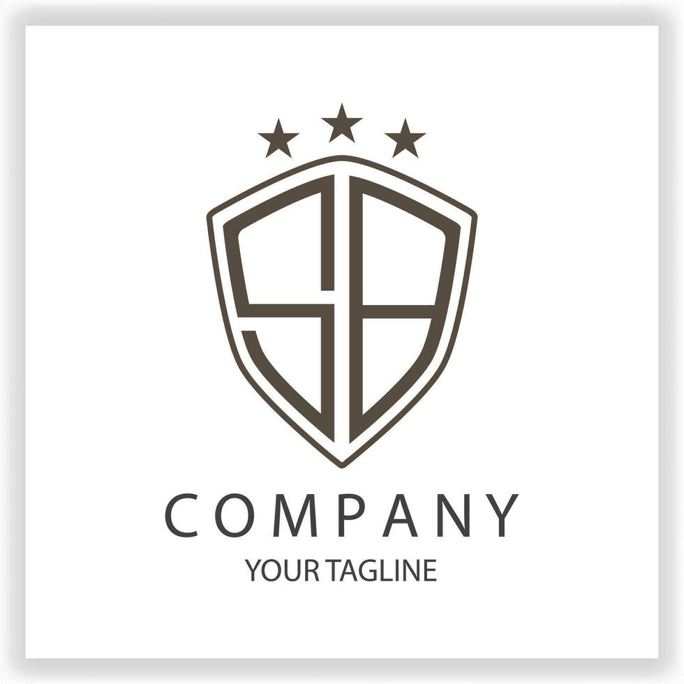 SB Logo monogram with shield shape isolated black colors on outline design template premium elegant template vector eps 10