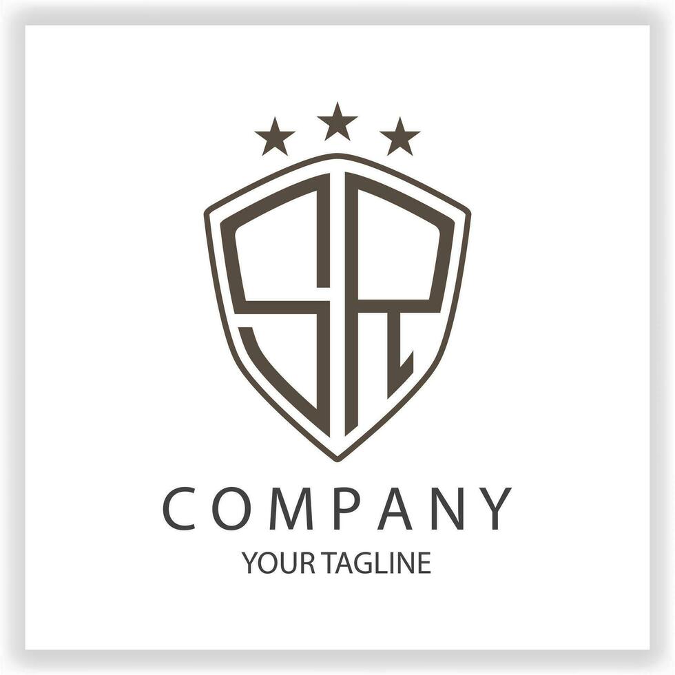 SR Logo monogram with shield shape isolated black colors on outline design template premium elegant template vector eps 10