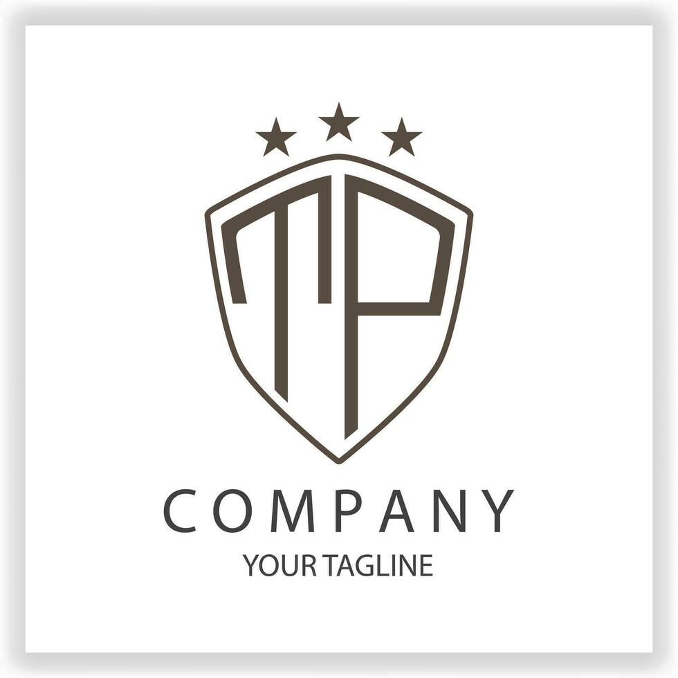 TP Logo monogram with shield shape isolated black colors on outline design template premium elegant template vector eps 10