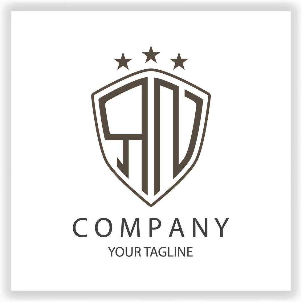 RN Logo monogram with shield shape isolated black colors on outline design template premium elegant template vector eps 10