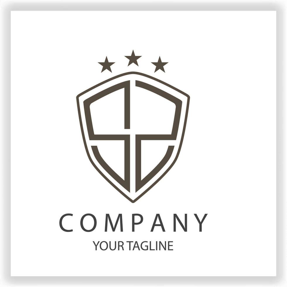 SZ Logo monogram with shield shape isolated black colors on outline design template premium elegant template vector eps 10