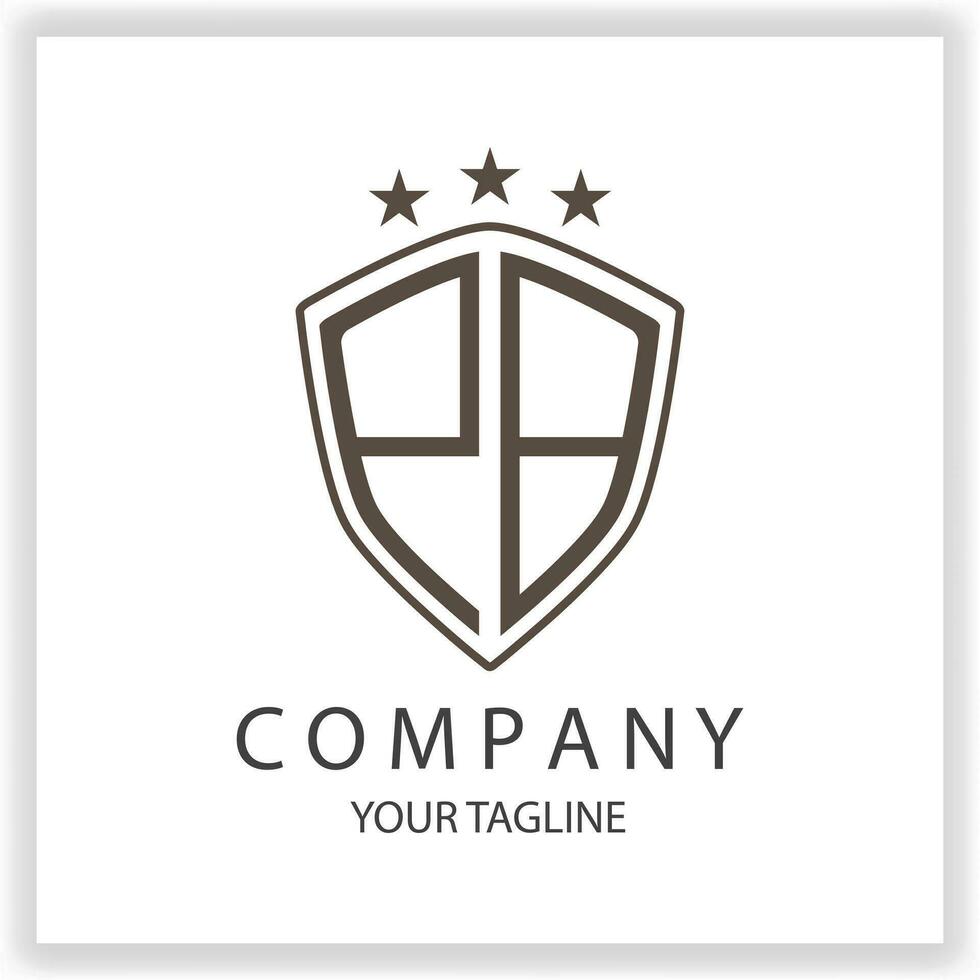 PB Logo monogram with shield shape isolated black colors on outline design template premium elegant template vector eps 10