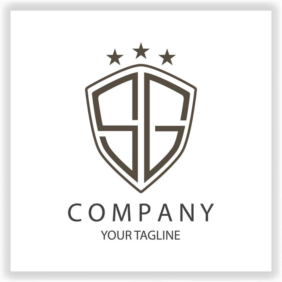 SG Logo monogram with shield shape isolated black colors on outline design template premium elegant template vector eps 10