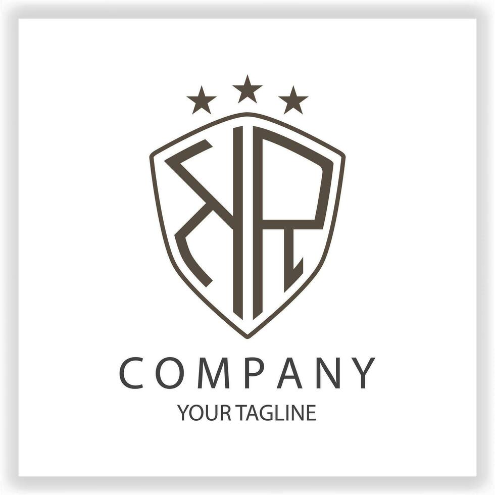 KR Logo monogram with shield shape isolated black colors on outline design template premium elegant template vector eps 10