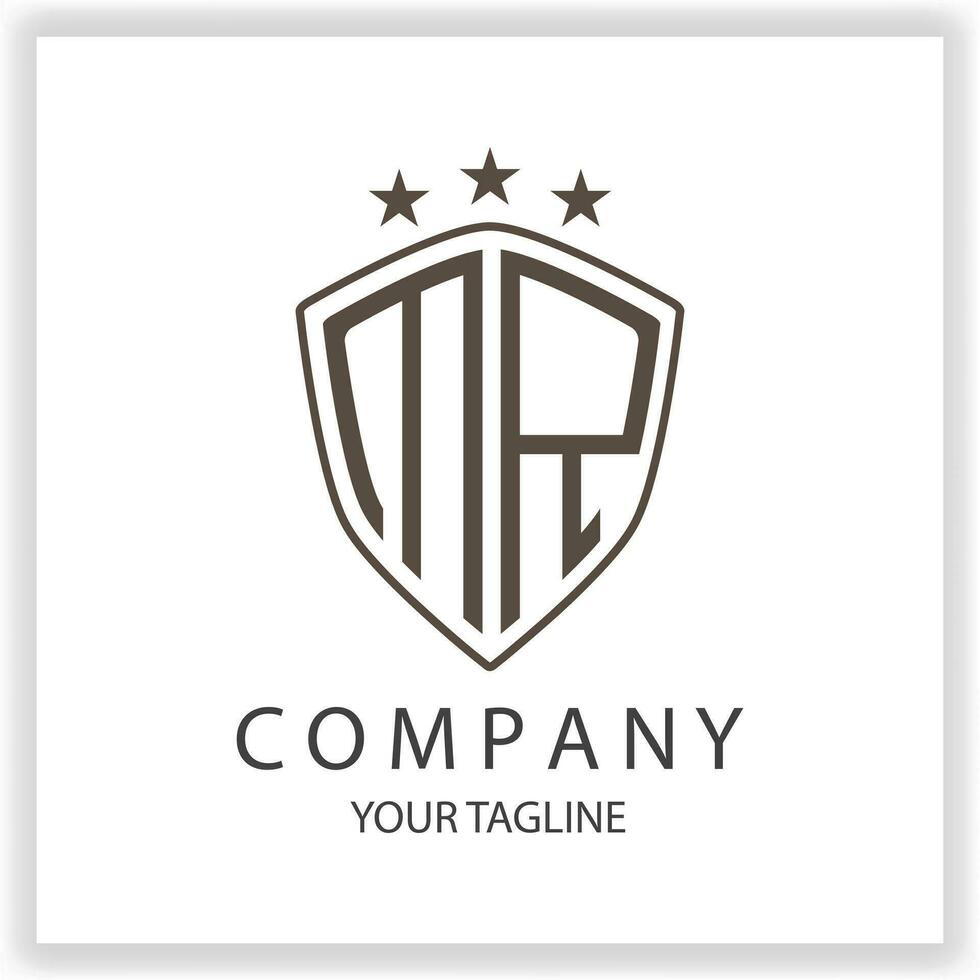 MR Logo monogram with shield shape isolated black colors on outline design template premium elegant template vector eps 10