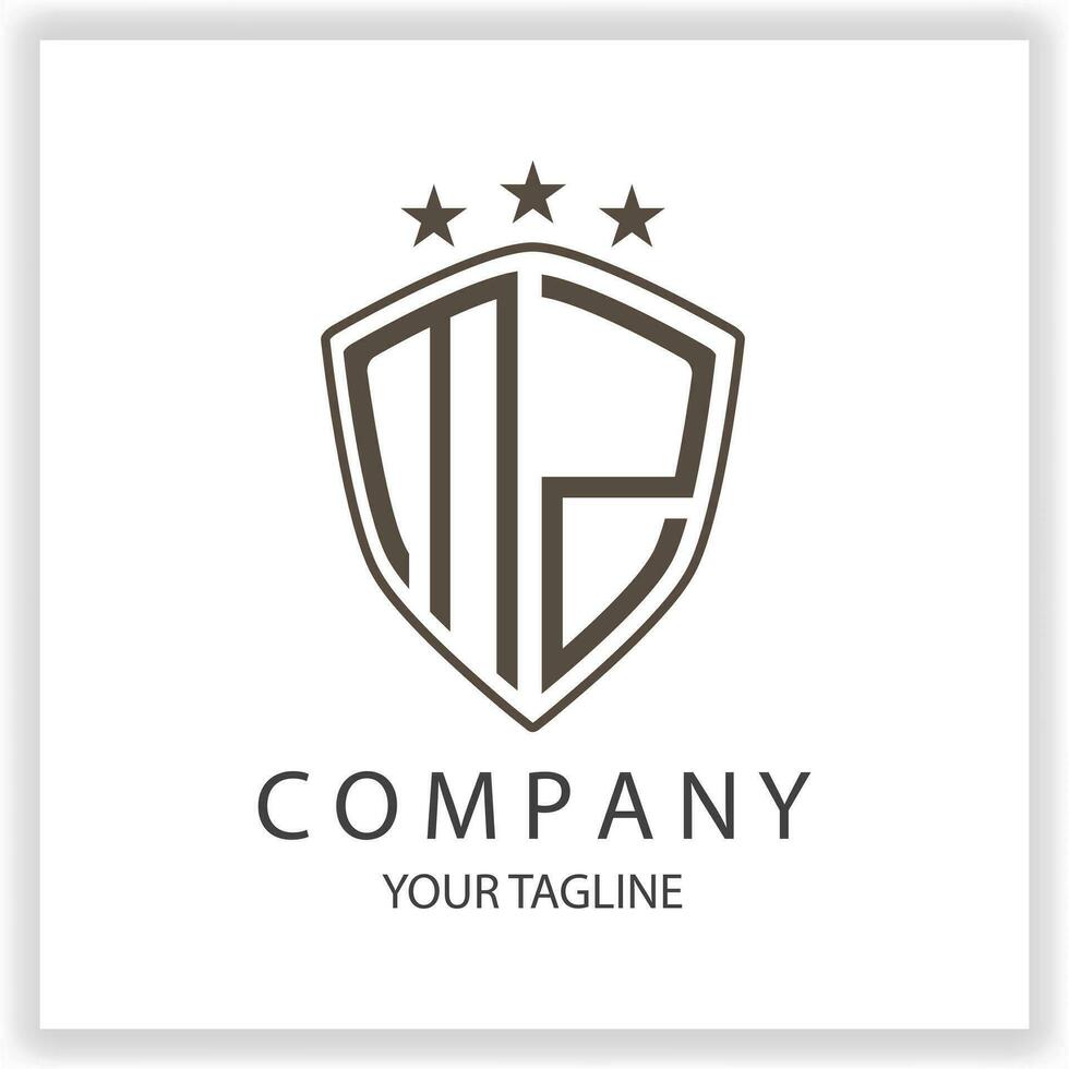 MZ Logo monogram with shield shape isolated black colors on outline design template premium elegant template vector eps 10