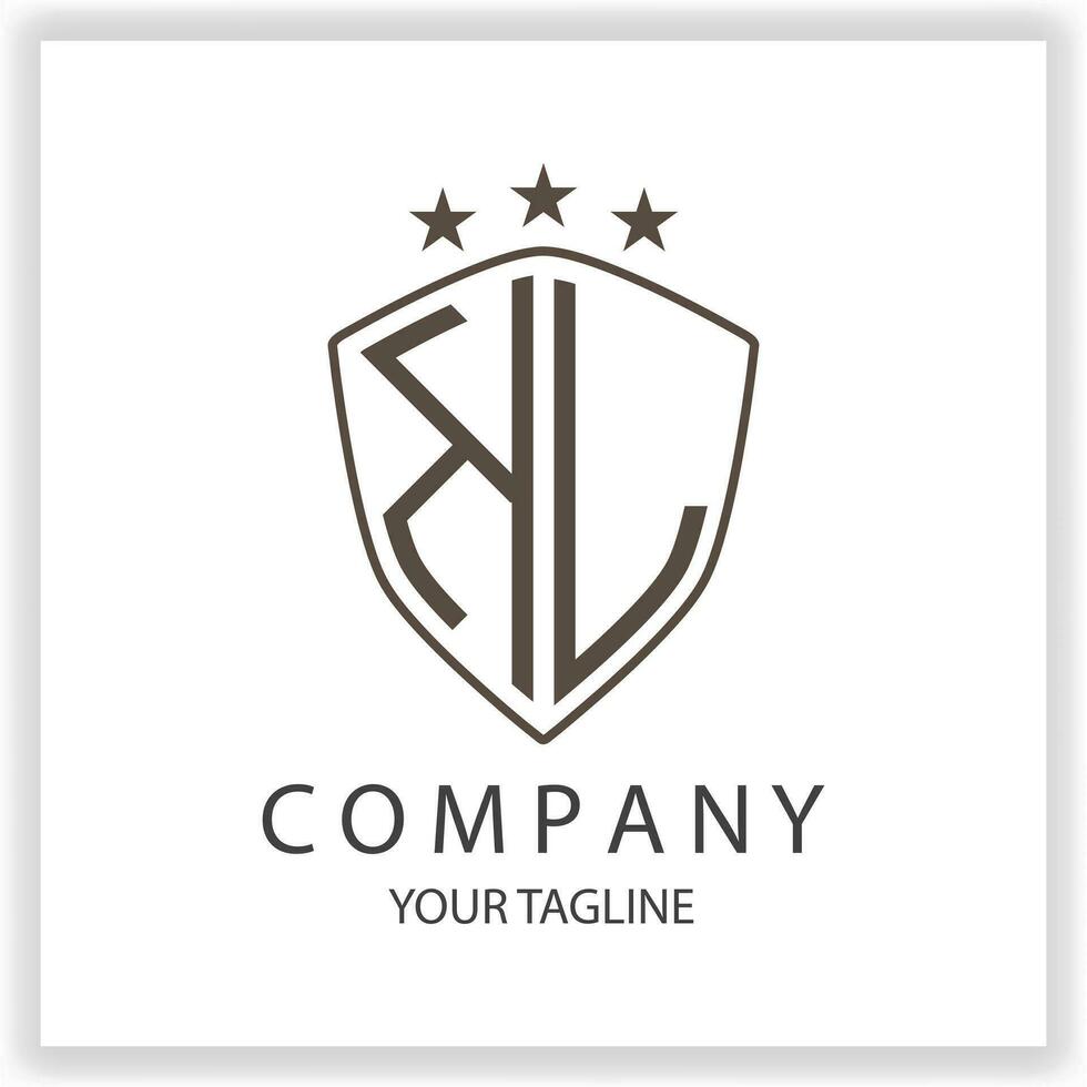 KL Logo monogram with shield shape isolated black colors on outline design template premium elegant template vector eps 10