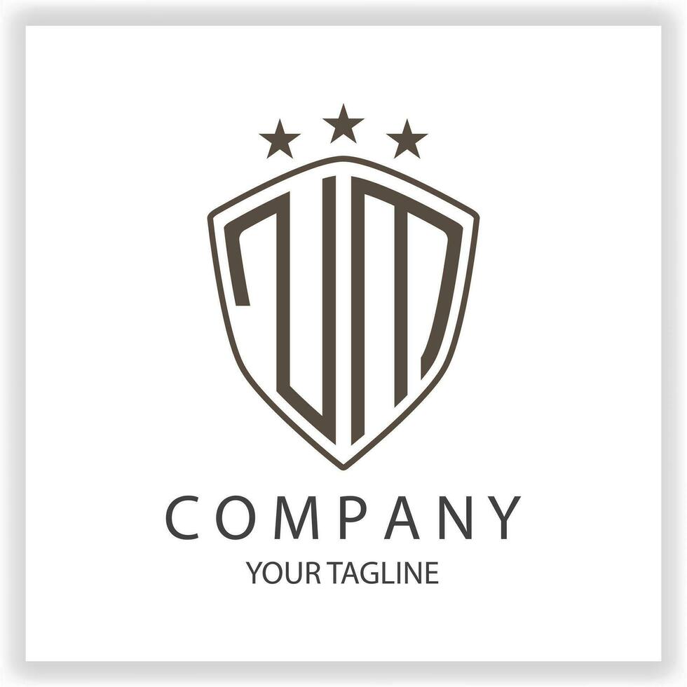NM Logo monogram with shield shape isolated black colors on outline design template premium elegant template vector eps 10