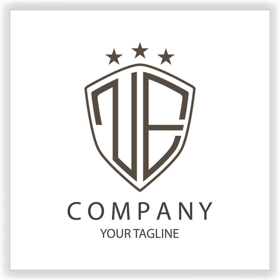 NE Logo monogram with shield shape isolated black colors on outline design template premium elegant template vector eps 10