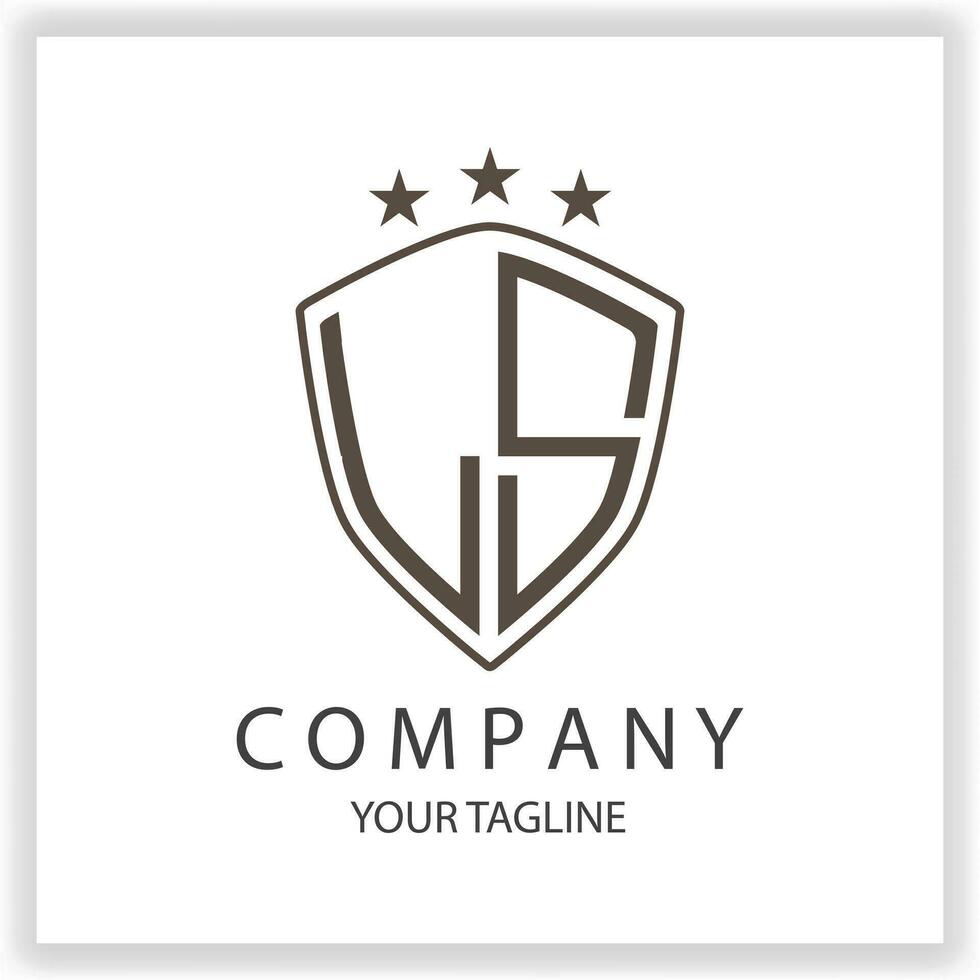 LS Logo monogram with shield shape isolated black colors on outline design template premium elegant template vector eps 10