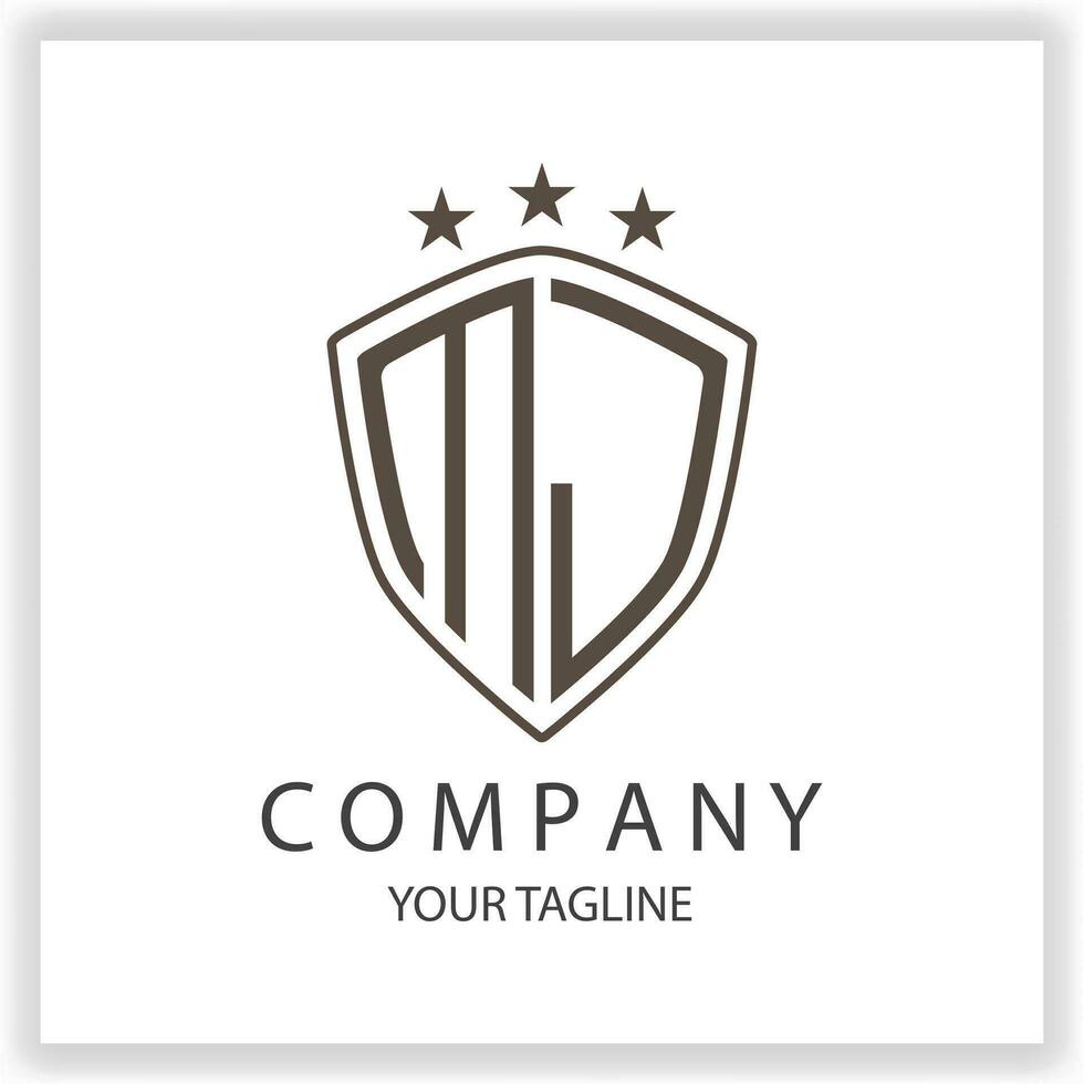 MJ Logo monogram with shield shape isolated black colors on outline design template premium elegant template vector eps 10