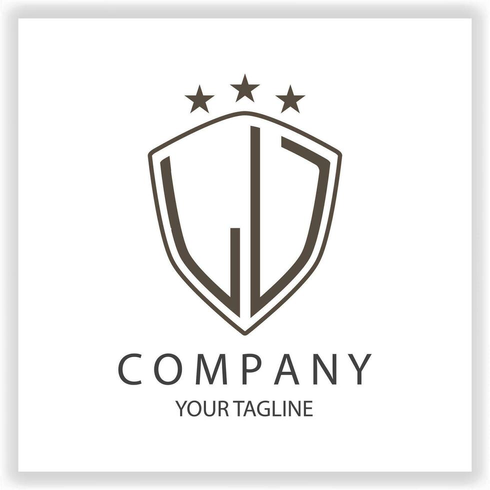 LV LU Logo monogram with shield shape isolated black colors on outline design template premium elegant template vector eps 10