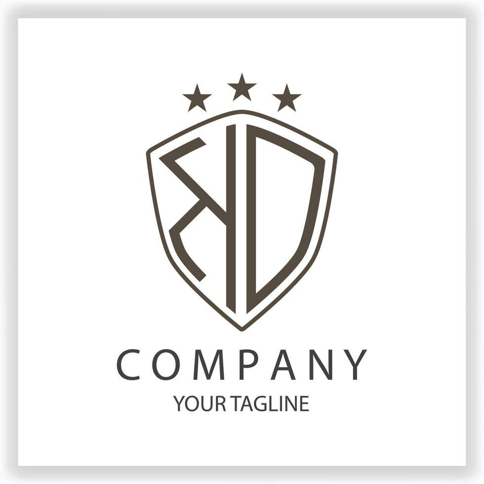 KD KO Logo monogram with shield shape isolated black colors on outline design template premium elegant template vector eps 10
