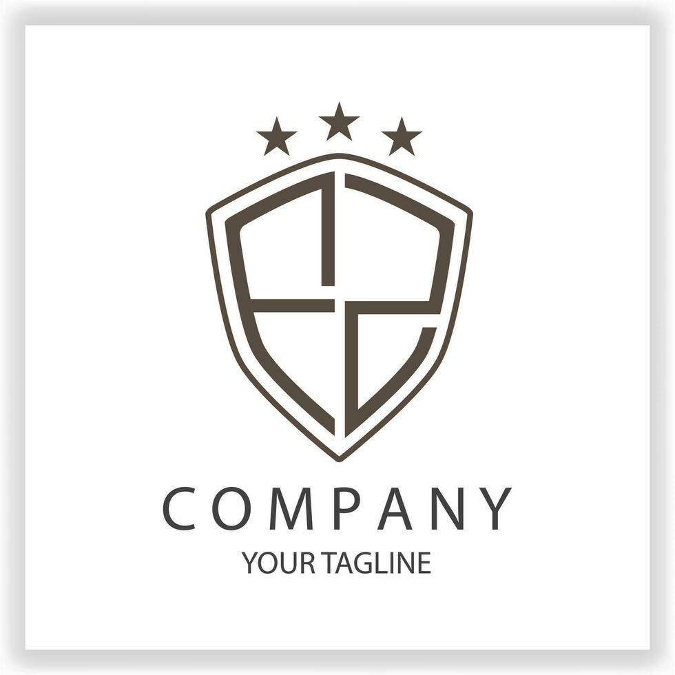 FZ Logo monogram with shield shape isolated black colors on outline design template premium elegant template vector eps 10