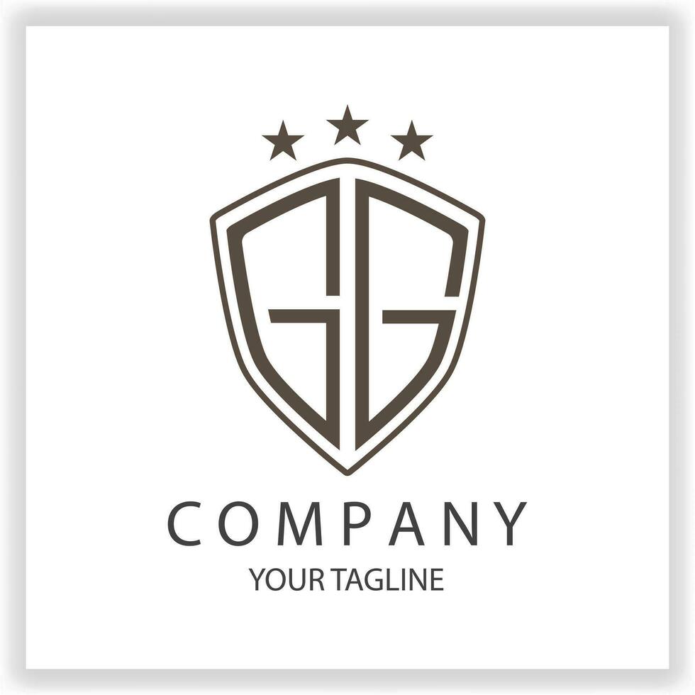 GG Logo monogram with shield shape isolated black colors on outline design template premium elegant template vector eps 10