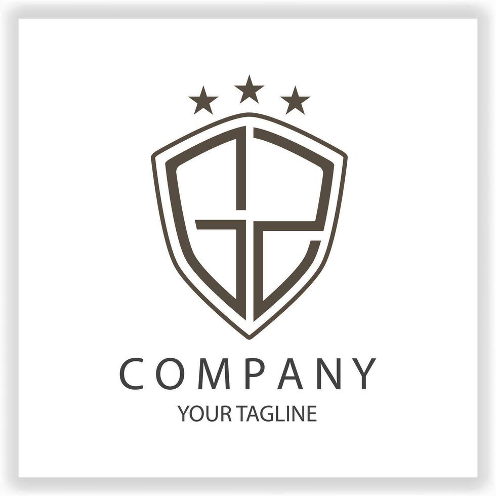 GZ Logo monogram with shield shape isolated black colors on outline design template premium elegant template vector eps 10