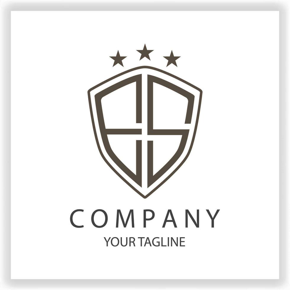 ES Logo monogram with shield shape isolated black colors on outline design template premium elegant template vector eps 10