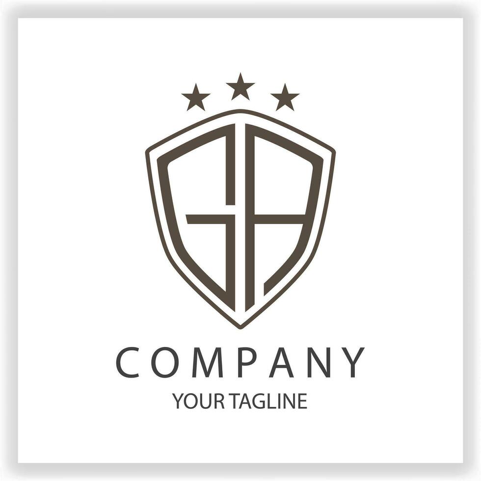 GA Logo monogram with shield shape isolated black colors on outline design template premium elegant template vector eps 10