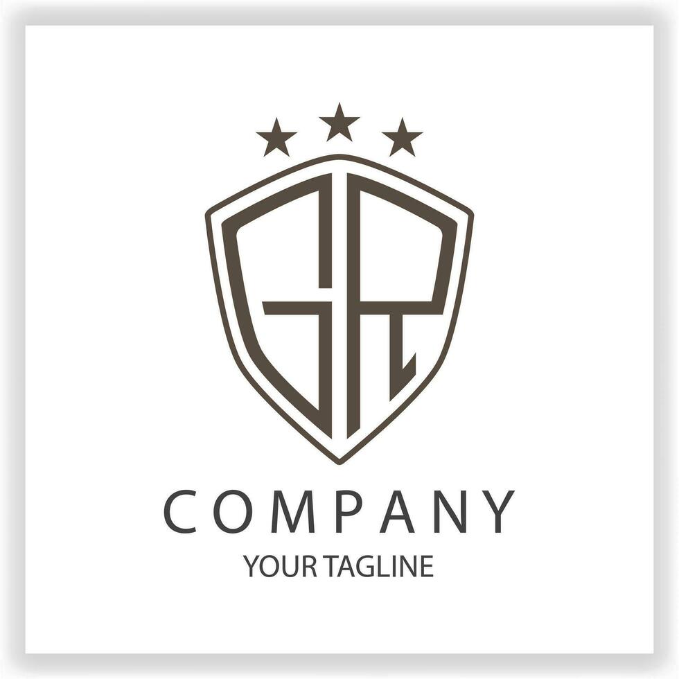 GR Logo monogram with shield shape isolated black colors on outline design template premium elegant template vector eps 10