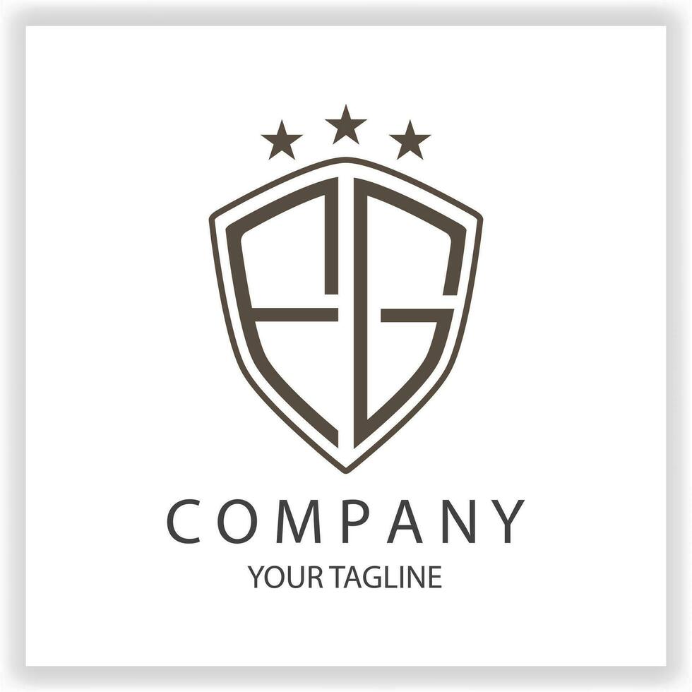 FG Logo monogram with shield shape isolated black colors on outline design template premium elegant template vector eps 10
